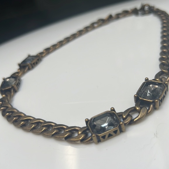 (2/$20) Vintage bronze grey stones necklace/choker - Picture 2 of 3